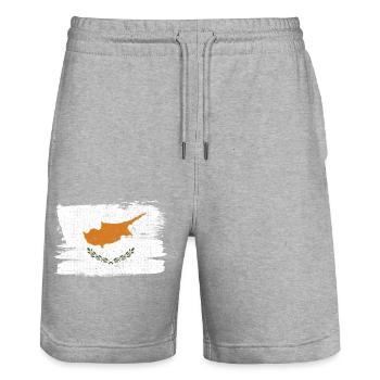 Cyprus Flag Flag Peace Vintage - Stanley/Stella Trainer Unisex Organic Jogging Shorts - heather grey - Front - Nik (191cm) & Marisol (170cm)
