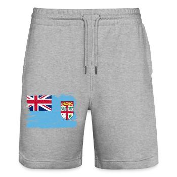 Drapeau des Fidji Drapeau de la paix Vintage - Short de jogging bio TRAINER Stanley/Stella unisexe - gris chiné - Devant - Nik (191cm) & Marisol (170cm)
