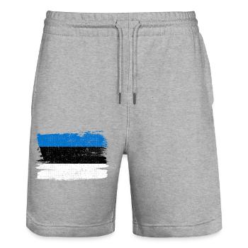Estonia Flag Flag Peace Vintage - Stanley/Stella Trainer Unisex Organic Jogging Shorts - heather grey - Front - Nik (191cm) & Marisol (170cm)