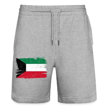 Kuwait Flag Flag Peace Vintage - Stanley/Stella Trainer Unisex Organic Jogging Shorts - heather grey - Front - Nik (191cm) & Marisol (170cm)