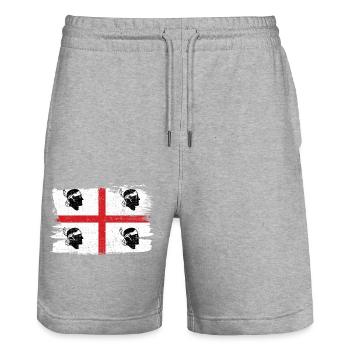 Sardinia Flag Italy Flag Peace Vintage - Stanley/Stella Trainer Unisex Organic Jogging Shorts - heather grey - Front - Nik (191cm) & Marisol (170cm)