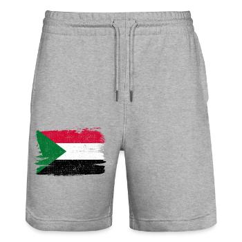 Drapeau du Soudan drapeau paix Vintage - Short de jogging bio TRAINER Stanley/Stella unisexe - gris chiné - Devant - Nik (191cm) & Marisol (170cm)