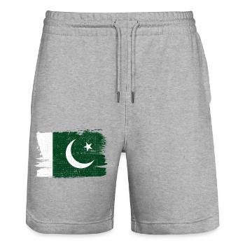 Pakistan Flag Flag Peace Vintage - Stanley/Stella Trainer Unisex Organic Jogging Shorts - heather grey - Front - Nik (191cm) & Marisol (170cm)