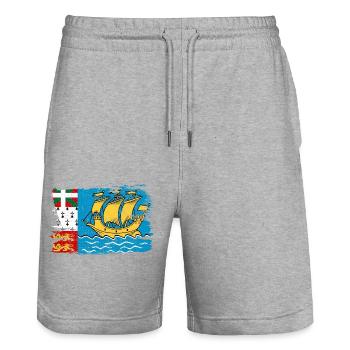 Saint Pierre Flagge Flagge Frieden Vintage - Stanley/Stella Unisex Bio Joggingshorts Trainer  - Grau meliert - Vorne - Nik (191cm) & Marisol (170cm)