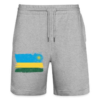 Ruanda Flagge Flagge Frieden Vintage - Stanley/Stella Unisex Bio Joggingshorts Trainer  - Grau meliert - Vorne - Nik (191cm) & Marisol (170cm)