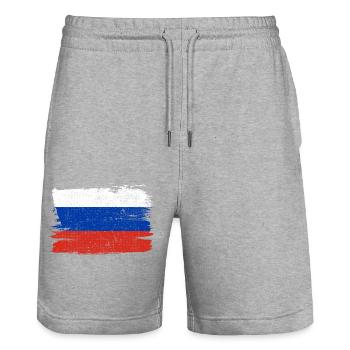 Russia Flag Flag Peace Vintage - Stanley/Stella Trainer Unisex Organic Jogging Shorts - heather grey - Front - Nik (191cm) & Marisol (170cm)