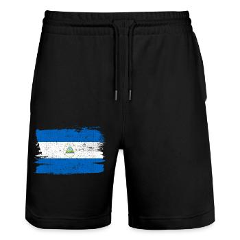 Nicaragua Flag Flag Peace Vintage - Stanley/Stella Trainer Unisex Organic Jogging Shorts - black - Front - Nik (191cm) & Marisol (170cm)