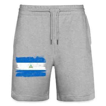 Nicaragua Flag Flag Peace Vintage - Stanley/Stella Trainer Unisex Organic Jogging Shorts - heather grey - Front - Nik (191cm) & Marisol (170cm)