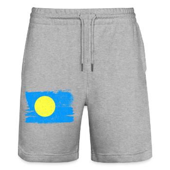 Drapeau des Palaos Drapeau de la paix Vintage - Short de jogging bio TRAINER Stanley/Stella unisexe - gris chiné - Devant - Nik (191cm) & Marisol (170cm)