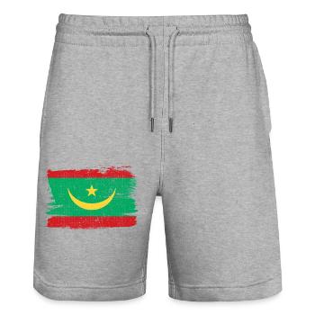Mauritania Flag Flag Peace Vintage - Stanley/Stella Trainer Unisex Organic Jogging Shorts - heather grey - Front - Nik (191cm) & Marisol (170cm)