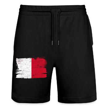 Malta Flag Flag Peace Vintage - Stanley/Stella Trainer Unisex Organic Jogging Shorts - black - Front - Nik (191cm) & Marisol (170cm)