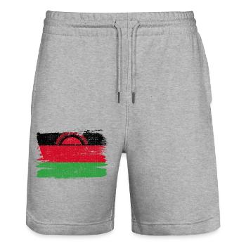 Malawi Flag Flag Peace Vintage - Stanley/Stella Trainer Unisex Organic Jogging Shorts - heather grey - Front - Nik (191cm) & Marisol (170cm)