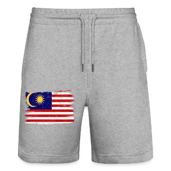 Malaysia Flag Flag Peace Vintage - Stanley/Stella Trainer Unisex Organic Jogging Shorts - heather grey - Front - Nik (191cm) & Marisol (170cm)