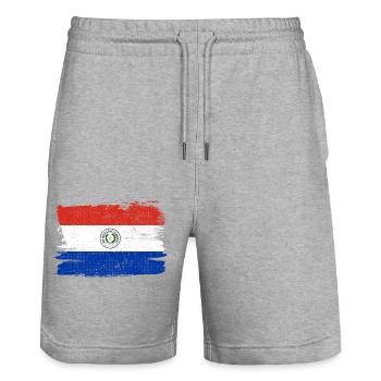 Paraguay Flag Flag Peace Vintage - Stanley/Stella Trainer Unisex Organic Jogging Shorts - heather grey - Front - Nik (191cm) & Marisol (170cm)