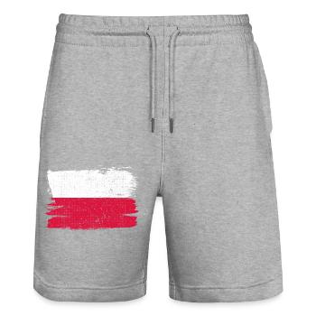Poland Flag Flag Peace Vintage - Stanley/Stella Trainer Unisex Organic Jogging Shorts - heather grey - Front - Nik (191cm) & Marisol (170cm)