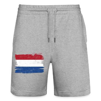 Netherlands Flag Flag Peace Vintage - Stanley/Stella Trainer Unisex Organic Jogging Shorts - heather grey - Front - Nik (191cm) & Marisol (170cm)