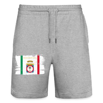 Région des Pouilles Italie drapeau drapeau paix Vintage - Short de jogging bio TRAINER Stanley/Stella unisexe - gris chiné - Devant - Nik (191cm) & Marisol (170cm)