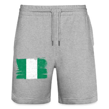 Drapeau du Nigeria Drapeau de la paix Vintage - Short de jogging bio TRAINER Stanley/Stella unisexe - gris chiné - Devant - Nik (191cm) & Marisol (170cm)