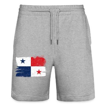Panama Flag Flag Peace Vintage - Stanley/Stella Trainer Unisex Organic Jogging Shorts - heather grey - Front - Nik (191cm) & Marisol (170cm)
