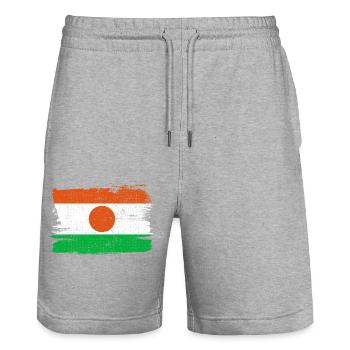 Drapeau du Nigeria Drapeau de la paix Vintage - Short de jogging bio TRAINER Stanley/Stella unisexe - gris chiné - Devant - Nik (191cm) & Marisol (170cm)