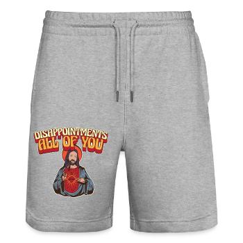 Disappointments All Of You Funny Jesus Facepalm - Stanley/Stella Unisex Bio Joggingshorts Trainer  - Grau meliert - Vorne - Nik (191cm) & Marisol (170cm)