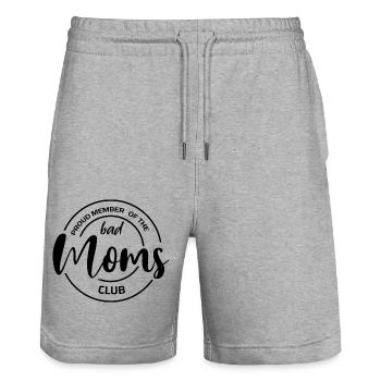 Bad Moms Club Logo Proud Member Mum Mutter Mama - Stanley/Stella Unisex Bio Joggingshorts Trainer  - Grau meliert - Vorne - Nik (191cm) & Marisol (170cm)