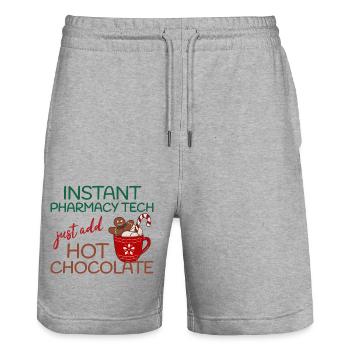 Pharmacie instantanée tech chocolat chaud Noël - Short de jogging bio TRAINER Stanley/Stella unisexe - gris chiné - Devant - Nik (191cm) & Marisol (170cm)