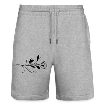 Floral Vine Flourish - Stanley/Stella Trainer Unisex Organic Jogging Shorts - heather grey - Front - Nik (191cm) & Marisol (170cm)