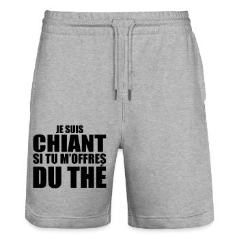 Mann, der liebt: Tee. Lustiger Design-Humor - Stanley/Stella Unisex Bio Joggingshorts Trainer  - Grau meliert - Vorne - Nik (191cm) & Marisol (170cm)
