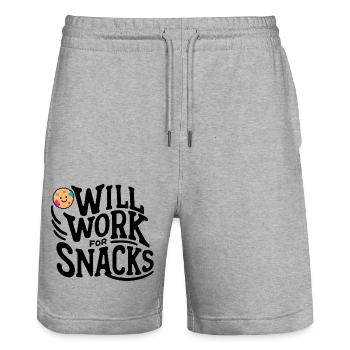 Working for biscuits - Stanley/Stella Trainer Unisex Organic Jogging Shorts - heather grey - Front - Nik (191cm) & Marisol (170cm)