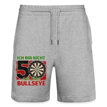 Ich bin nicht 50 ich bin Bullseye Geburtstag Dart - Stanley/Stella Unisex Bio Joggingshorts Trainer  - Grau meliert - Vorne - Nik (191cm) & Marisol (170cm)