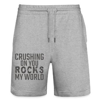 Geology Crushing on you rocks Geologist - Stanley/Stella Unisex Bio Joggingshorts Trainer  - Grau meliert - Vorne - Nik (191cm) & Marisol (170cm)