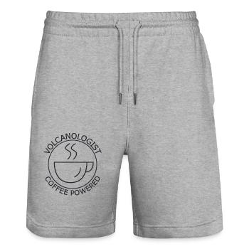 Volcanologist Coffee Powered Volcanology - Stanley/Stella Unisex Bio Joggingshorts Trainer  - Grau meliert - Vorne - Nik (191cm) & Marisol (170cm)