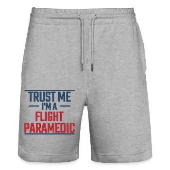 Flight Paramedic Trust me Luftrettung - Stanley/Stella Unisex Bio Joggingshorts Trainer  - Grau meliert - Vorne - Nik (191cm) & Marisol (170cm)