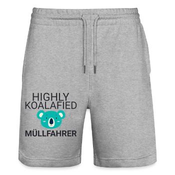 Garbage driver Koalafied - Stanley/Stella Trainer Unisex Organic Jogging Shorts - heather grey - Front - Nik (191cm) & Marisol (170cm)