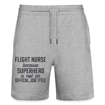 Infirmière de vol Super-héros Sauvetage aérien - Short de jogging bio TRAINER Stanley/Stella unisexe - gris chiné - Devant - Nik (191cm) & Marisol (170cm)