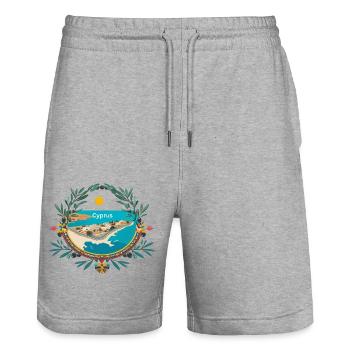 Cyprus Motives - Stanley/Stella Unisex Bio Joggingshorts Trainer  - Grau meliert - Vorne - Nik (191cm) & Marisol (170cm)