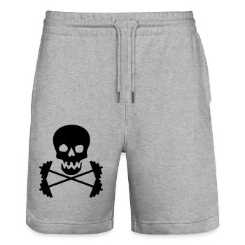 body building - Stanley/Stella Trainer Unisex Organic Jogging Shorts - heather grey - Front - Nik (191cm) & Marisol (170cm)