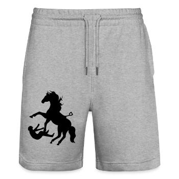 2541614 11768595 horseback riding - Stanley/Stella Trainer Unisex Organic Jogging Shorts - heather grey - Front - Nik (191cm) & Marisol (170cm)