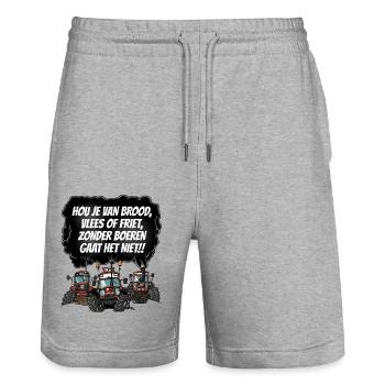 bread tshirt 3x brown - Stanley/Stella Trainer Unisex Organic Jogging Shorts - heather grey - Front - Nik (191cm) & Marisol (170cm)