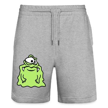 glaire glibber dégoûtant visage visqueux mons tête - Short de jogging bio TRAINER Stanley/Stella unisexe - gris chiné - Devant - Nik (191cm) & Marisol (170cm)