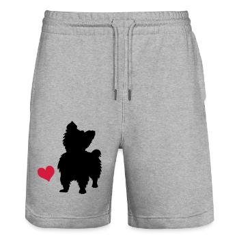 Yorkshire Terrier - Short de jogging bio TRAINER Stanley/Stella unisexe - gris chiné - Devant - Nik (191cm) & Marisol (170cm)