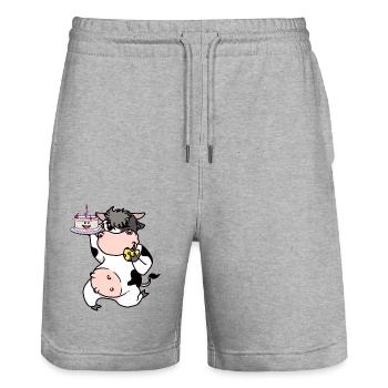 Cow Confectioner Baker Cake Snacking on cake Professions - Stanley/Stella Trainer Unisex Organic Jogging Shorts - heather grey - Front - Nik (191cm) & Marisol (170cm)