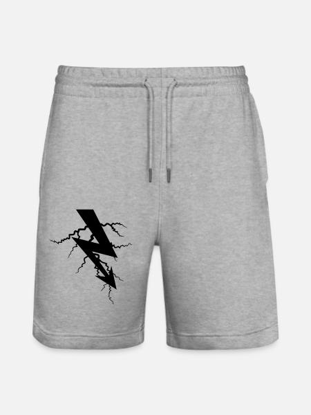 charge symbol electric lightning current energy strong - Stanley/Stella Trainer Unisex Organic Jogging Shorts - heather grey