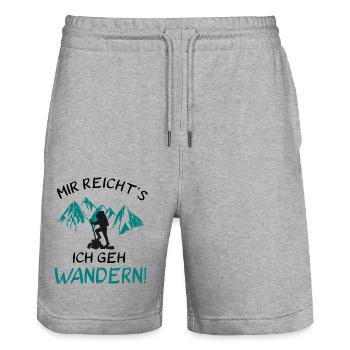 Mir reicht's - Ich geh Wandern! - Stanley/Stella Unisex Bio Joggingshorts Trainer  - Grau meliert - Vorne - Nik (191cm) & Marisol (170cm)