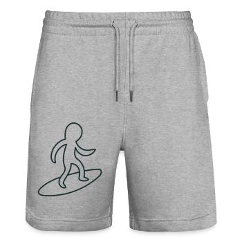 lil surfing guy - Stanley/Stella Trainer Unisex Organic Jogging Shorts - heather grey - Front - Nik (191cm) & Marisol (170cm)