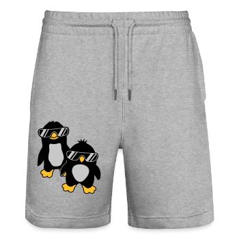 Pinguine Crew 2 Freunde - Stanley/Stella Unisex Bio Joggingshorts Trainer  - Grau meliert - Vorne - Nik (191cm) & Marisol (170cm)