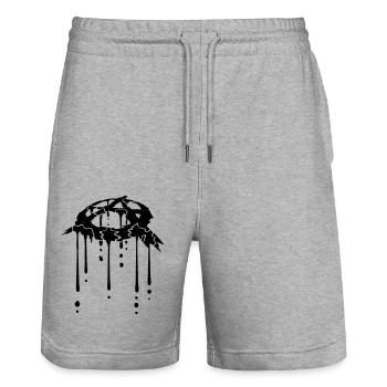 Anarchy blood drop icon - Stanley/Stella Trainer Unisex Organic Jogging Shorts - heather grey - Front - Nik (191cm) & Marisol (170cm)