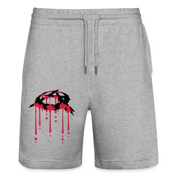 Drop of blood anarchy symbol - Stanley/Stella Trainer Unisex Organic Jogging Shorts - heather grey - Front - Nik (191cm) & Marisol (170cm)