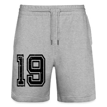 19 Corum black used - Stanley/Stella Trainer Unisex Organic Jogging Shorts - heather grey - Front - Nik (191cm) & Marisol (170cm)